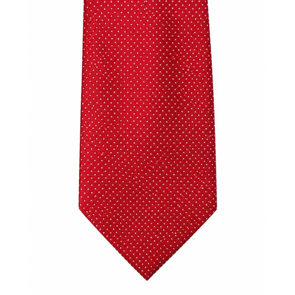 Jones New York Red Micro Dot Men’s Necktie 100% Polyester Classic Business Tie